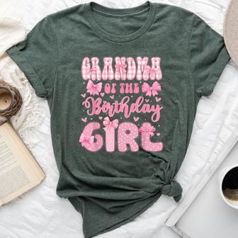 Grandma Of The Birthday Girl Family Pink Coquette Bow Bday Bella Canvas T-shirt - Thegiftio UK