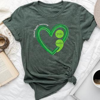 Green Heart Motivational Mental Health Awareness Women Bella Canvas T-shirt - Thegiftio UK