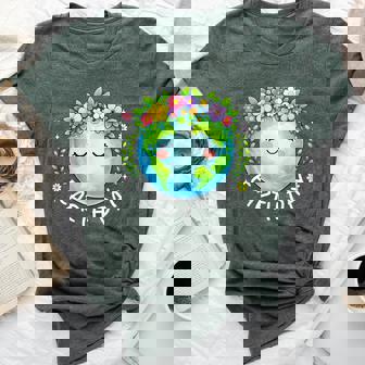 Happy Earth Day 2026 Floral Mother Earth Flower Crown Green Bella Canvas T-shirt - Seseable