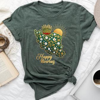 Happy Nowruz Persian New Year Iran Map Floral Spring Sabzeh Bella Canvas T-shirt - Thegiftio