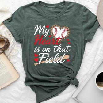My Heart Is On That Field Cute Baseball Mom Baseball Grandma Bella Canvas T-shirt - Thegiftio UK