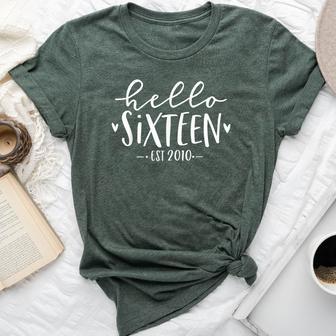 Hello Sixn Est 2010 16Th Birthday Girl 16-Year-Old Bella Canvas T-shirt - Thegiftio UK