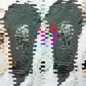 Hippo Woman Colorful Watercolor Hippo Bella Canvas T-shirt | Mazezy