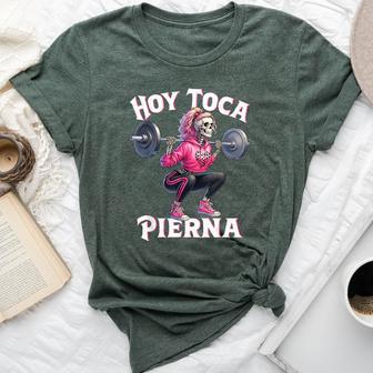 Hoy Toca Pierna Skeleton Girl Squat Workout Gym Bella Canvas T-shirt - Thegiftio UK