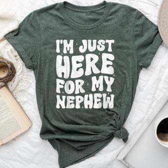 I'm Just Here For My Nephew Aunt Auntie Groovy Bella Canvas T-shirt | Mazezy
