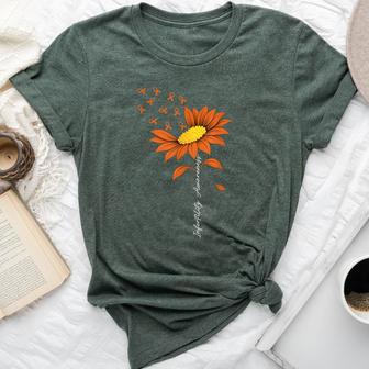 Infertility Awareness Sunflower Orange Ribbon Ivf Month Bella Canvas T-shirt - Thegiftio