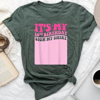 It's My 10Th Birthday Girl Party Sign My Groovy Pink Bella Canvas T-shirt - Thegiftio UK