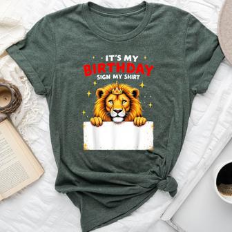 It's My Birthday Sign My Novelty Party Girls Boys Lion Bella Canvas T-shirt - Thegiftio UK
