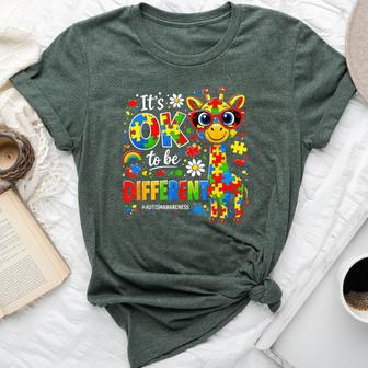 It's Ok To Be Different Autism Awareness Giraffe Bella Canvas T-shirt - Thegiftio UK
