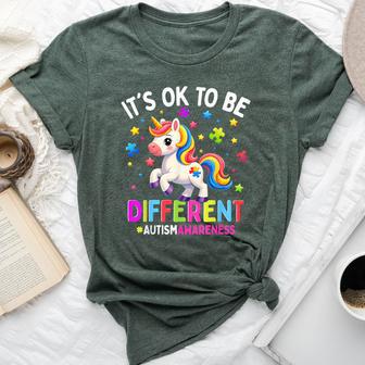 It's Ok To Be Different Autism Awareness Unicorn Boy Girl Bella Canvas T-shirt | Mazezy