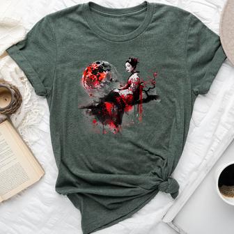 Japanese Geisha Kimono Geisha Girl Sakura Cherry Blossom Bella Canvas T-shirt - Thegiftio UK