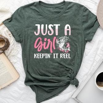 Just A Girl Keepin' It Reel I Fishing Bella Canvas T-shirt - Thegiftio UK