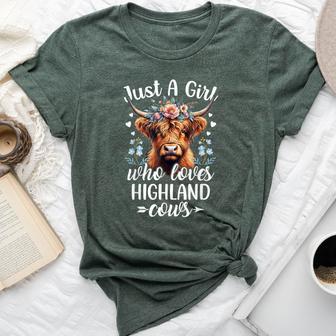 Just A Girl Who Loves Highland Cows Scottish Highland Cows Bella Canvas T-shirt - Thegiftio