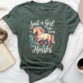 Just A Girl Who Loves Horses Bella Canvas T-shirt - Thegiftio UK