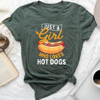 Just A Girl Who Loves Hot Dogs Hot Dog Lover Fast Food Bella Canvas T-shirt | Mazezy
