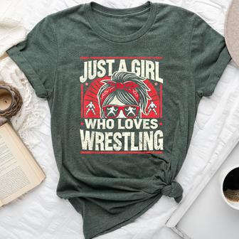 Just A Girl Who Loves Wrestling Girls & Women Wrestler Bella Canvas T-shirt - Thegiftio UK