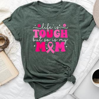 Life Is Tough But So Is My Mom Pink Breast Cancer Warrior Bella Canvas T-shirt - Thegiftio UK