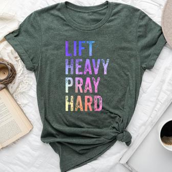 Lift Heavy Pray Hard Christian Gym Fitness Workout Bella Canvas T-shirt - Thegiftio UK