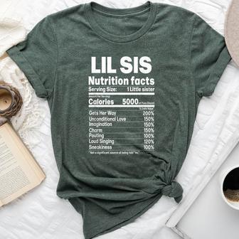 Little Sister Sibling Humor Lil Sis Nutrition Facts Bella Canvas T-shirt - Thegiftio UK