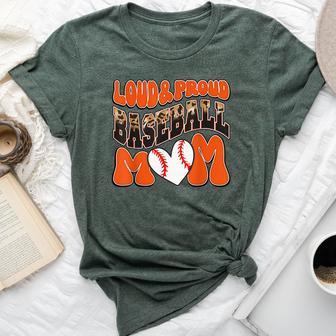 Loud Proud Baseball Mom Orange Team Leopard Baseball Mom Bella Canvas T-shirt - Thegiftio UK