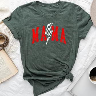 Mama Lightning Checkered Mom Mother's Day Bella Canvas T-shirt - Thegiftio UK