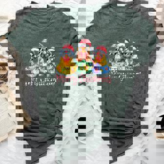 Merry Chickmas Ornament Lights Chicken Farmer Xmas Squad Bella Canvas T-shirt | Mazezy