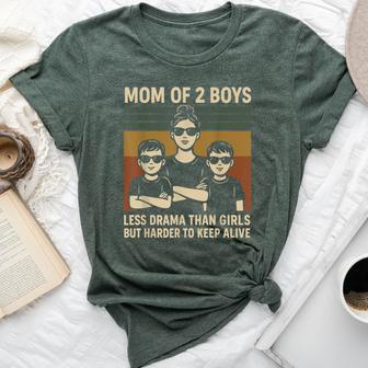 Mom Of 2 Boys Less Drama Than Girls But Harder To Keep Alive Bella Canvas T-shirt - Thegiftio UK