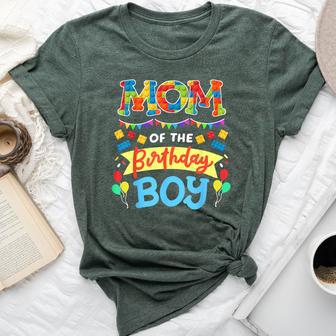 Mom Of The Birthday Boy Building Blocks Bricks Family Women Bella Canvas T-shirt - Thegiftio UK