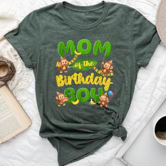 Mom Of The Birthday Boy Monkey Family Matching Party Bella Canvas T-shirt - Thegiftio UK