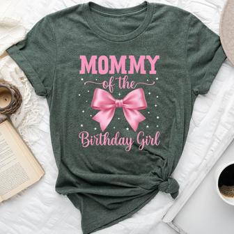 Mommy Of Birthday Girl Coquette Bow Party Family Matching Bella Canvas T-shirt - Thegiftio UK