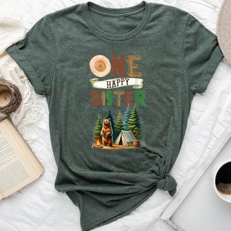 One Happy Sister Camper First Birthday Camping Bear Sister Bella Canvas T-shirt - Thegiftio