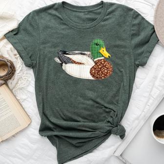 Patchwork Mallard Duck Country Cottage Aesthetic Bella Canvas T-shirt - Thegiftio