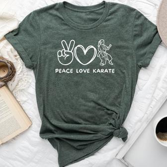 Peace Love Karate Girl Retro Karate Girl Lover Martial Arts Bella Canvas T-shirt - Thegiftio UK
