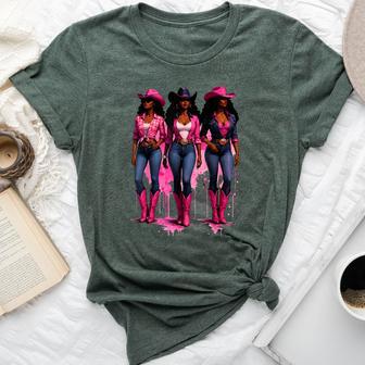 Pink Cowgirl Black Western Rodeo Boots Graphic Bella Canvas T-shirt - Thegiftio UK