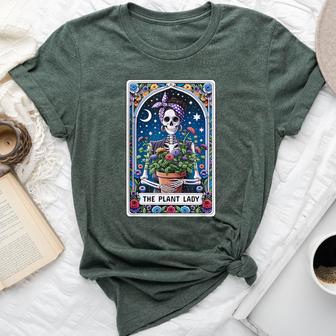 The Plant Lady Tarot Card Skeleton Mom Flowers Skull Bella Canvas T-shirt - Thegiftio UK