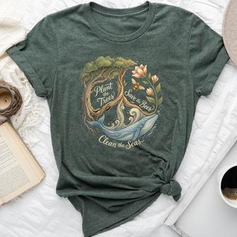 Plant The Trees Save The Bees Peace Sign Earth Day Bella Canvas T-shirt - Thegiftio UK