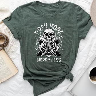 Pray Religious Skeleton Christian Gothic Streetwear Goth Bella Canvas T-shirt - Thegiftio UK