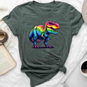 Rainbow T-Rex Dinosaur Lovers Tyrannosaurus Rex Rainbow Bella Canvas T-shirt - Thegiftio UK