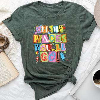 Reading Day Oh Places You Go Doctor Teacher Cat Hat Autism Bella Canvas T-shirt - Thegiftio UK
