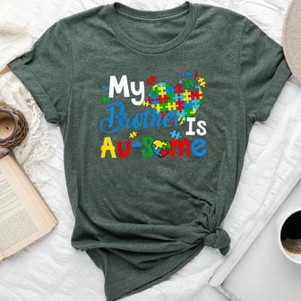 Retro My Brother Is Awesome Autism Awareness Brother Sister Bella Canvas T-shirt - Thegiftio UK