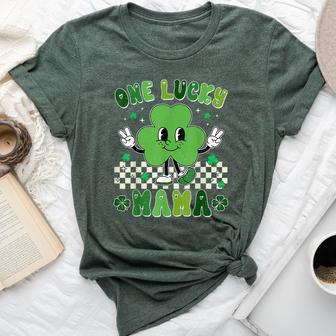 Retro One Lucky Mama St Patrick Day Mom Grandma Bella Canvas T-shirt | Mazezy