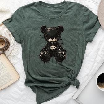 Scary Cute Teddy Bear Gothic Creepy Goth Teddy Bear Bella Canvas T-shirt | Mazezy