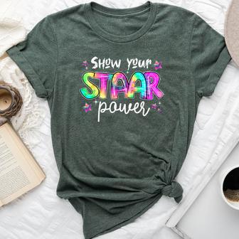 Show Your Staar Power Test Day Teacher Tie Dye Testing Exam Bella Canvas T-shirt - Thegiftio UK