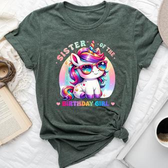 Sister Of The Birthday Girl Unicorn Rainbow Family Matching Bella Canvas T-shirt | Mazezy