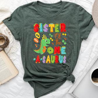 Sister Of The One-A-Saurus 1St Birthday Boy Dinosaur Bella Canvas T-shirt - Thegiftio UK