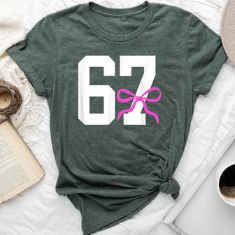 Six Seven 67 Meme Number 67 Coquette Bow For Girls Bella Canvas T-shirt - Thegiftio UK