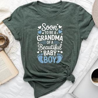 Soon To Be A Grandma Of A Beautiful Baby Boy Proud Family Bella Canvas T-shirt - Thegiftio UK