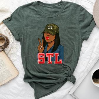 Stl 314 Hat Camo Black Woman St Louis Bella Canvas T-shirt - Thegiftio UK