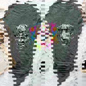 Sugar Skull Dog Dia De Los Muertos For Women Bella Canvas T-shirt - Thegiftio