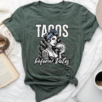 Tacos Before Vatos Queen Of Tacos Mexican Latina Chicana Bella Canvas T-shirt - Thegiftio UK